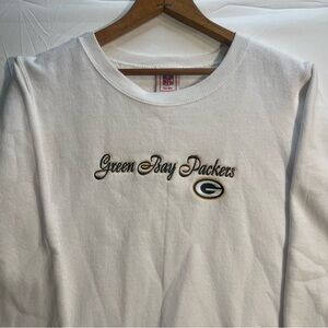 Vintage Green Bay Packers NFL For Her White Embroidered Logo Crewneck Sweatshirt